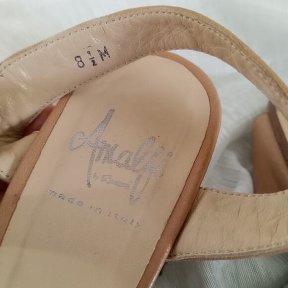 RANGONI Amalfi Italy Leather Sandals 8.5 Open Toe T-Strap Shoes Brown Black - Picture 6 of 7